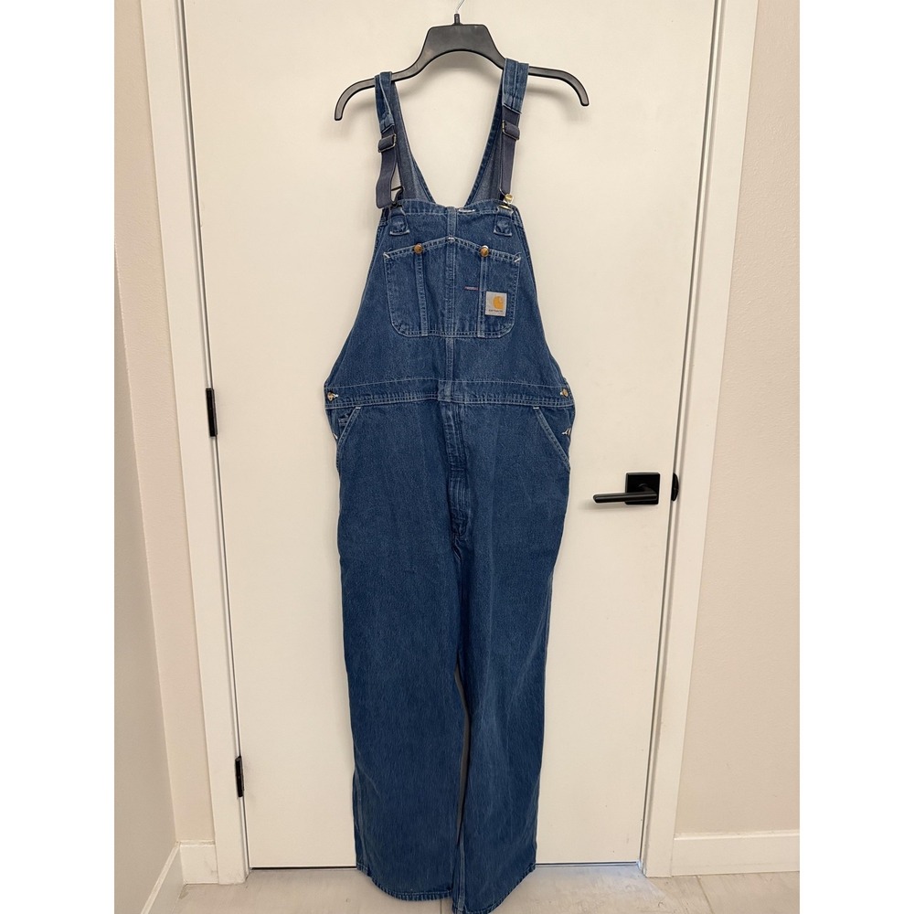 Vintage Carhartt Overalls Mens 46x31 Blue Relaxed Fit Carpenter Workwear R08 DNM